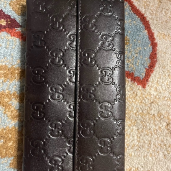 Authentic Gucci brown leather guccissima logo long around zip wallet - Picture 3 of 14